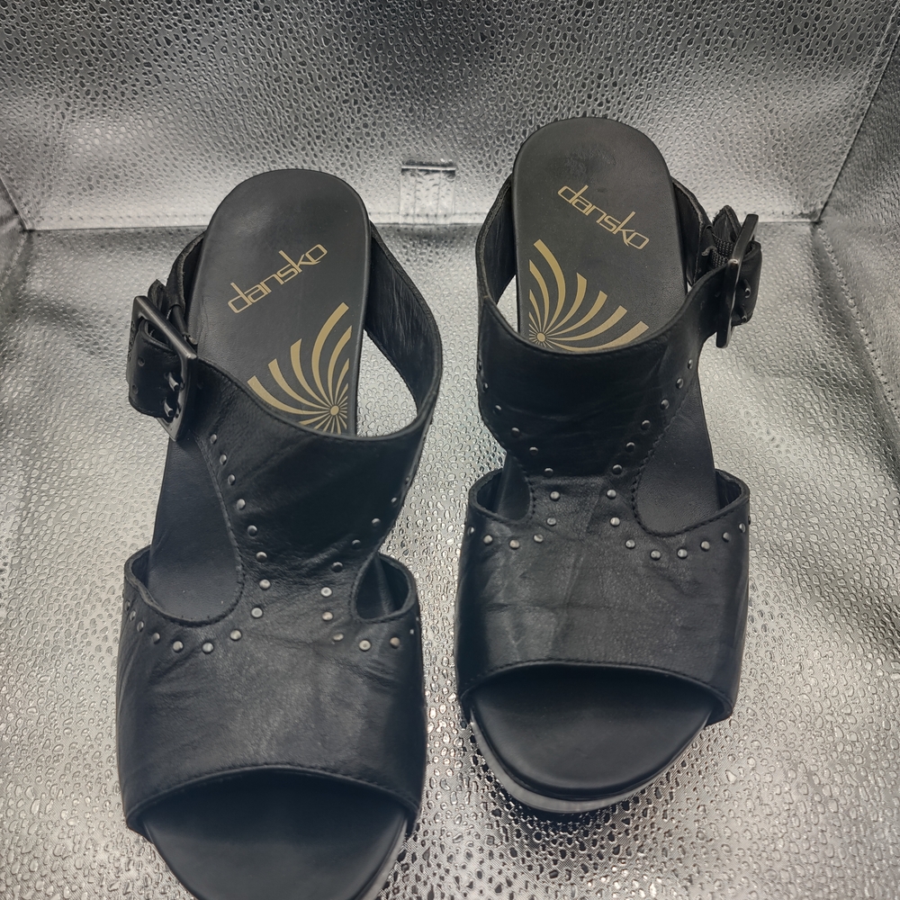 Dansko Black Leather Women's Sandals